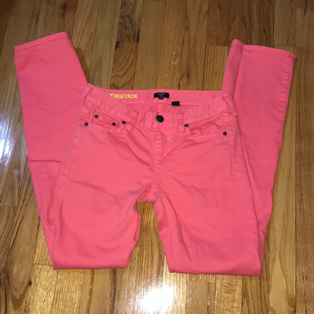 J. Crew stretch Matchstick jeans! Hot pink